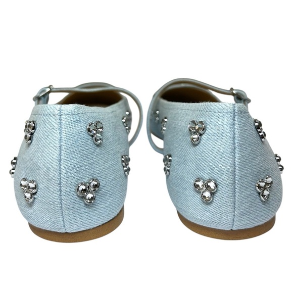Stuart Weitzman - Women’s ‘Tammy’ Crystal Embellished Mary-Jane Flats Denim 8.5 - Picture 7 of 15